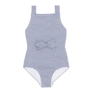 Girl’s Harbor Stripe Tie-Front One Piece