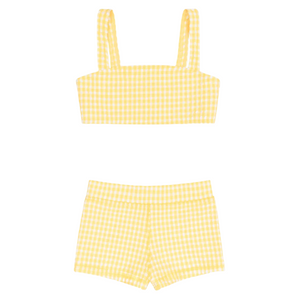 Girls’ Soleil Gingham Bandeau Bikini and Swim Short