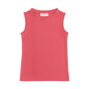 Girl’s Poppy Red Ruffle Pointelle Tank