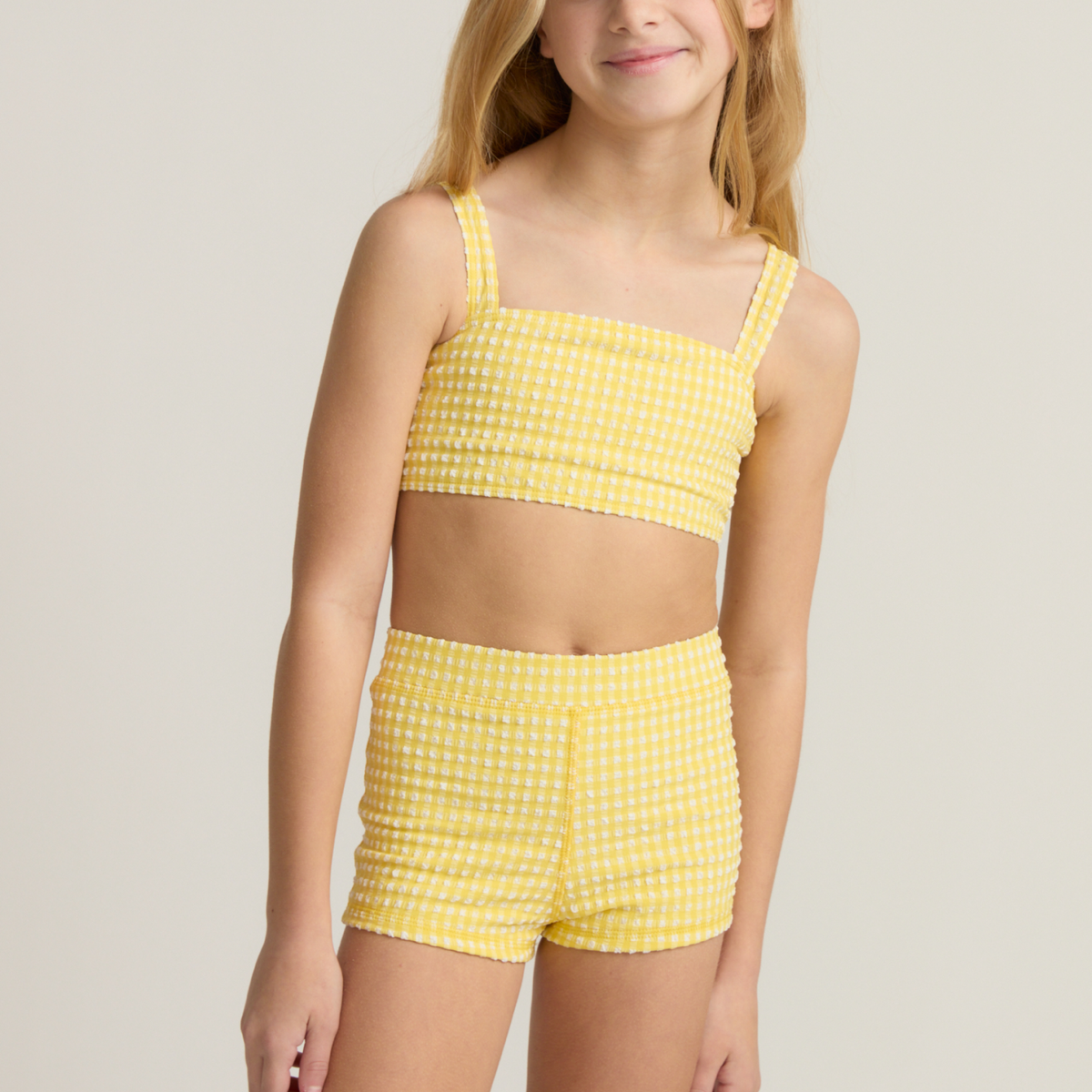 Girls’ Soleil Gingham Bandeau Bikini and Swim Short