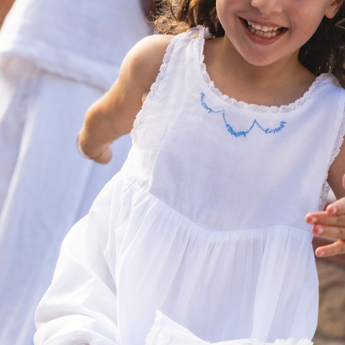 Girls’ Shell White Simple Dress