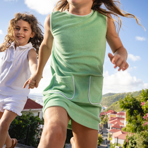 Girls’ Gustavia Green French Terry Simple Dress