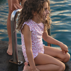 Girl’s Blush Bloom Ruffle Cap Sleeve One Piece