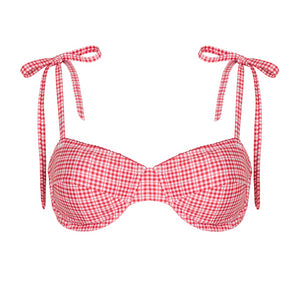 Women’s Poppy Gingham Cup Bikini Top with Tie Straps