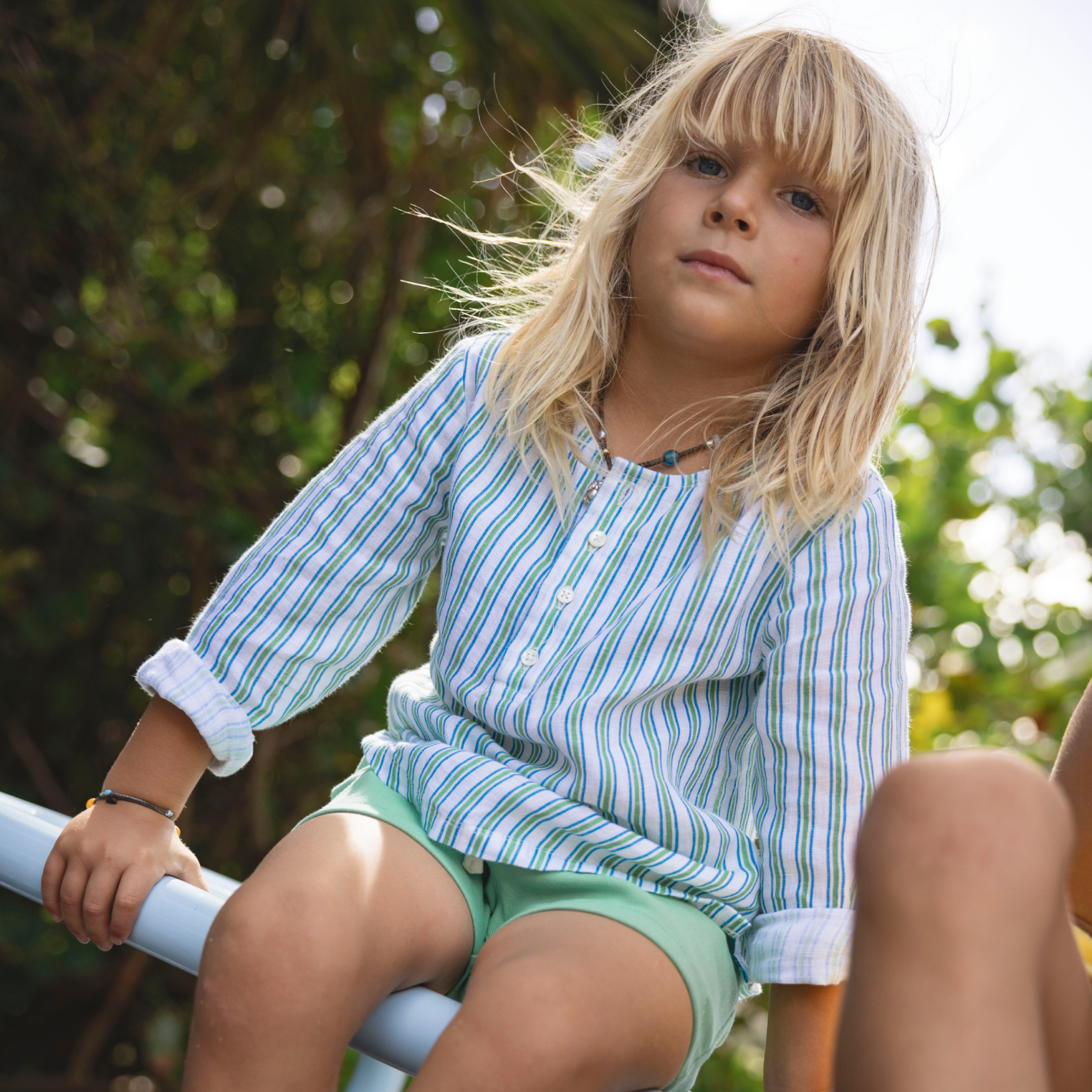 Unisex Tamarin Stripe Linen Henley
