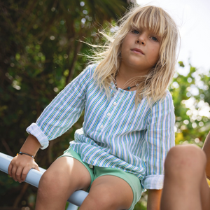 Unisex Tamarin Stripe Linen Henley
