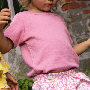 Girls’ Blush Pointelle Puff Sleeve Shirt