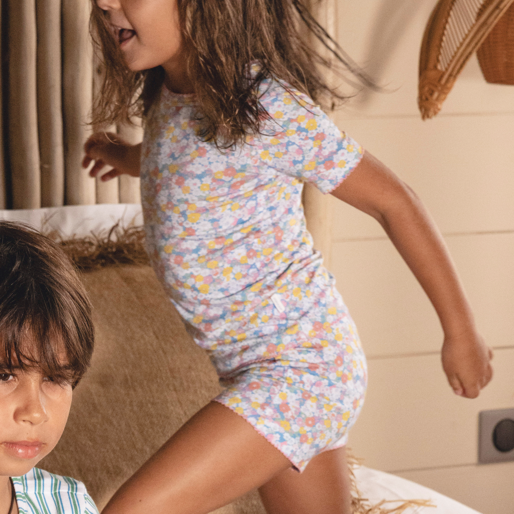 Girls’ Jasmine Blossom Shirt and Short Pima Pajamas Set