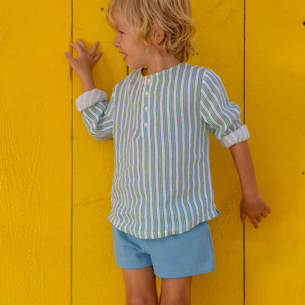 Unisex Tamarin Stripe Linen Henley