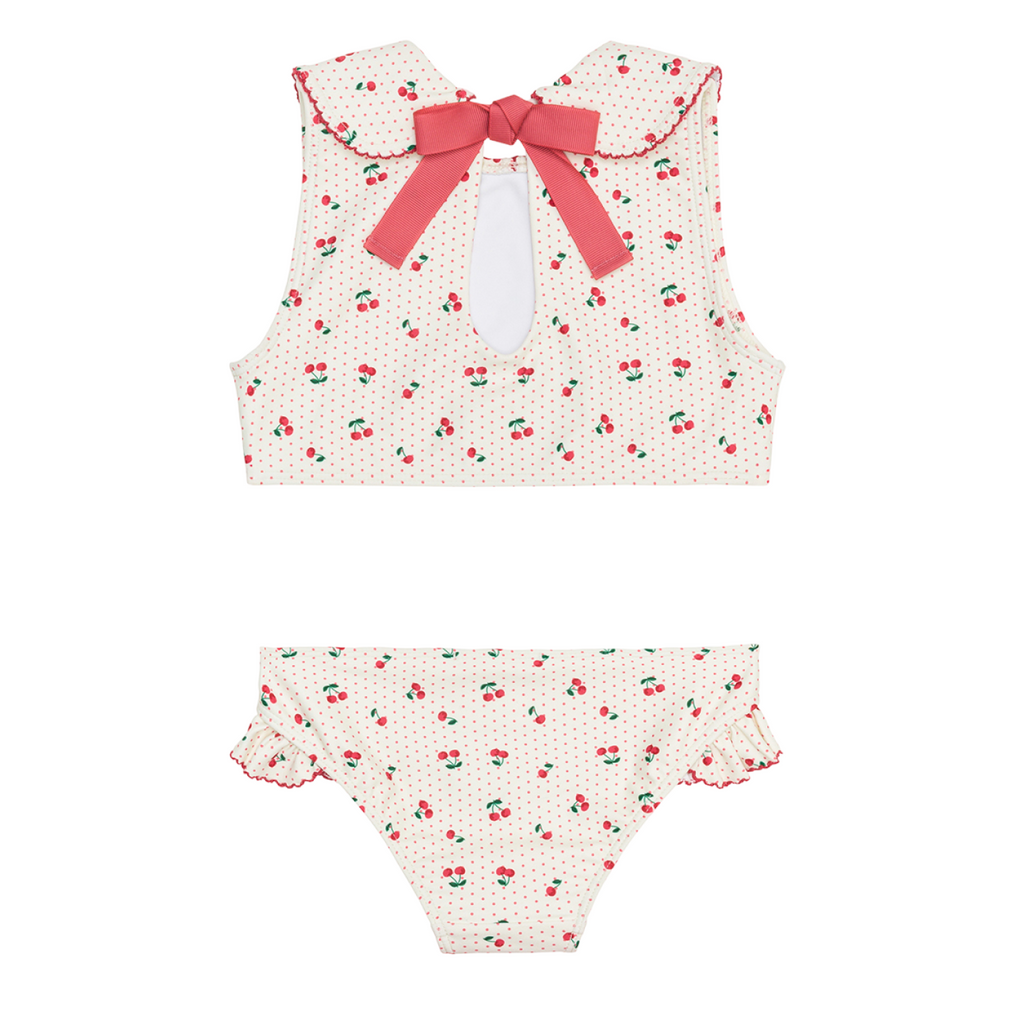 Girl’s Summer Cherries Rounded Collar Bikini