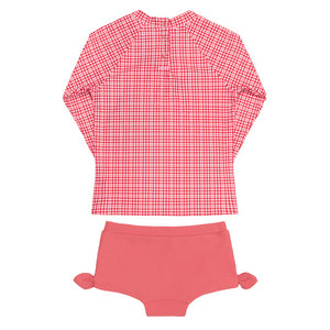 Girl’s Poppy Gingham Tie-Knot Rashguard Set