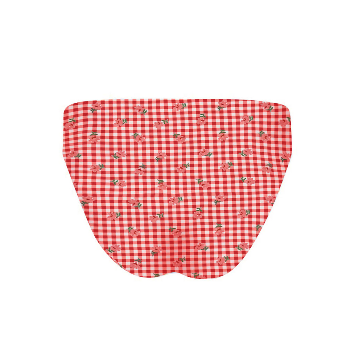 Women's Cranberry Gingham Mid Rise Bikini Bottom