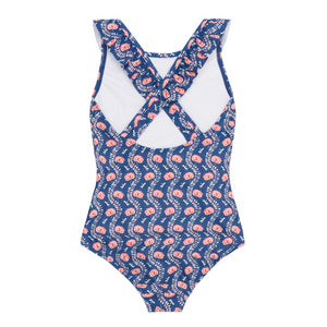 Girl’s Navy Primrose Ruffle Collar One Piece