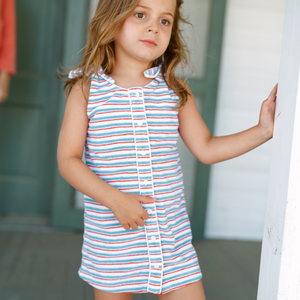 Girls Jetty Stripe French Terry Tie Knot Dress