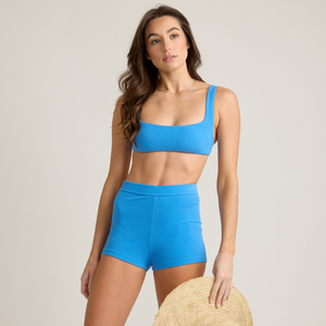 Women’s Deep Sea Blue Terry Square Neck Bikini Top