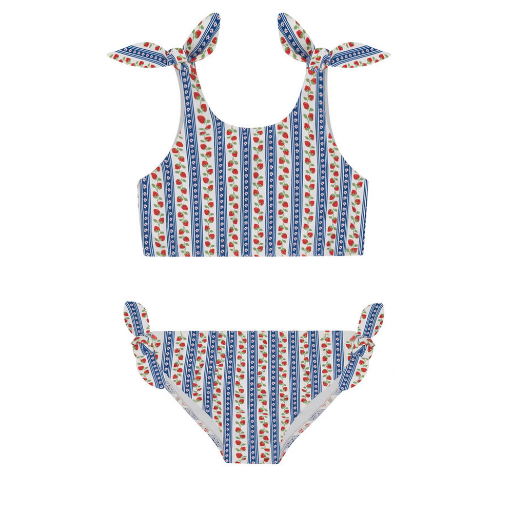 Girls Strawberry Patch Tie Knot Bikini