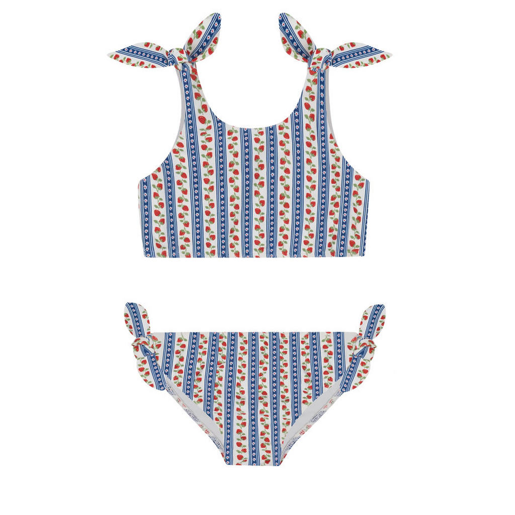 Girls Strawberry Patch Tie Knot Bikini