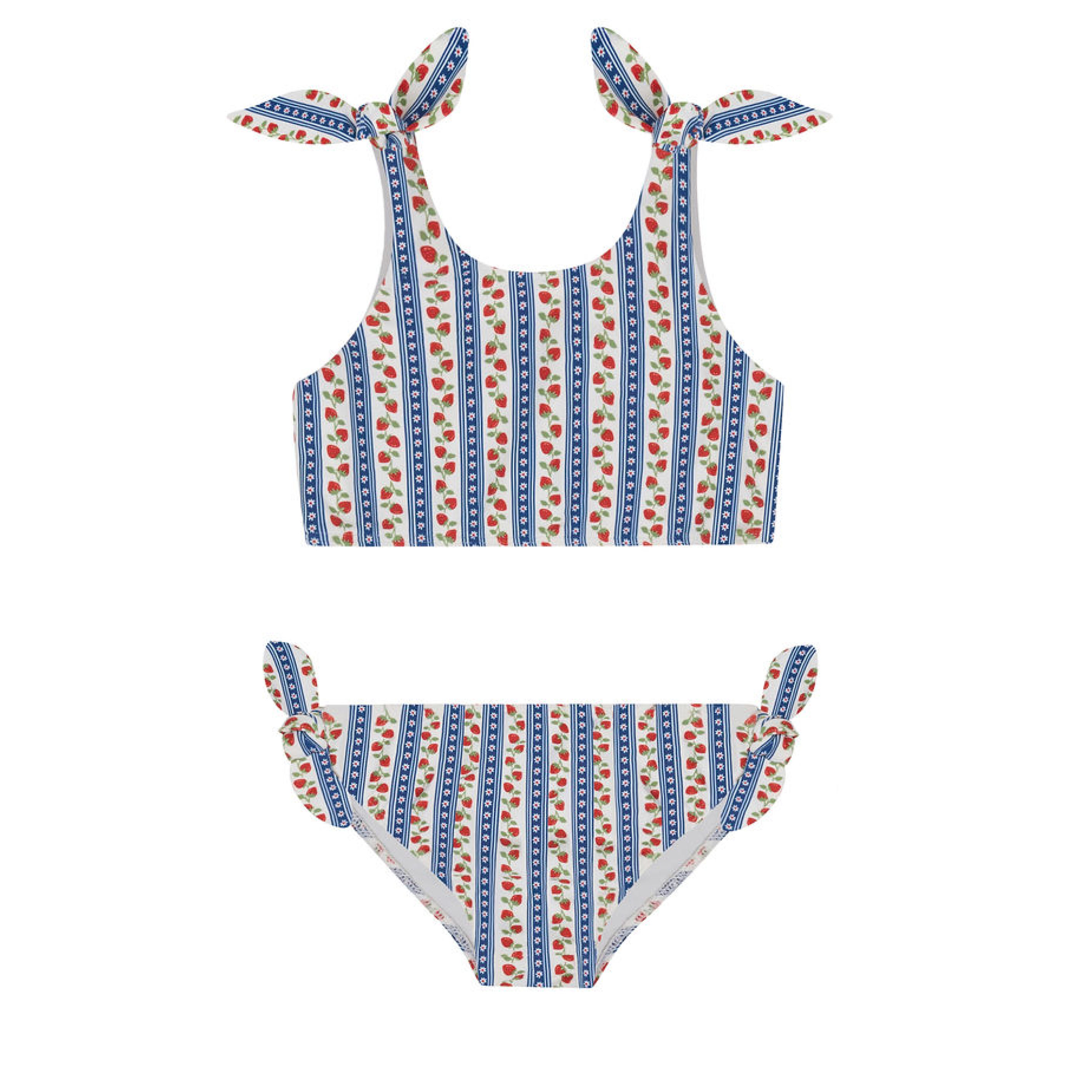 Girls Strawberry Patch Tie Knot Bikini