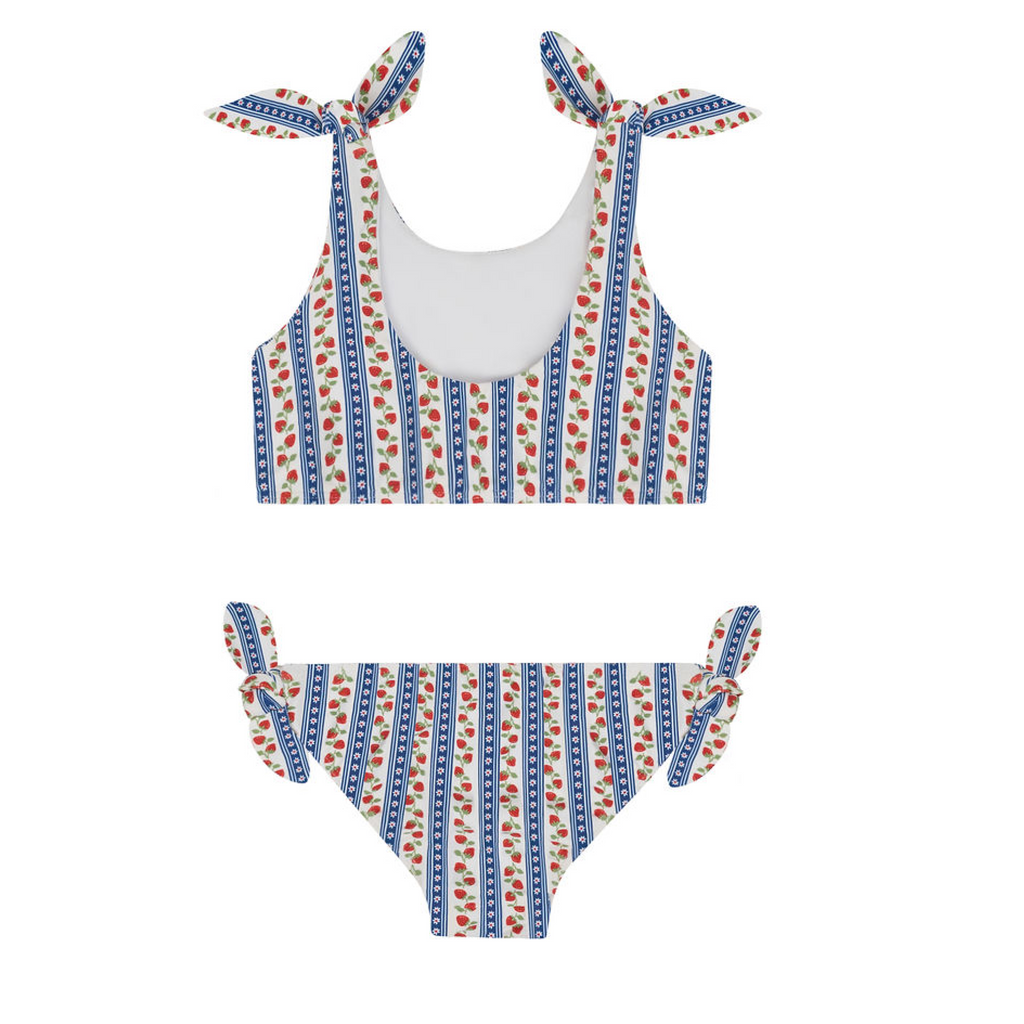 Girls Strawberry Patch Tie Knot Bikini