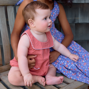 Baby Girls Sailor Red Seersucker Bubble Romper