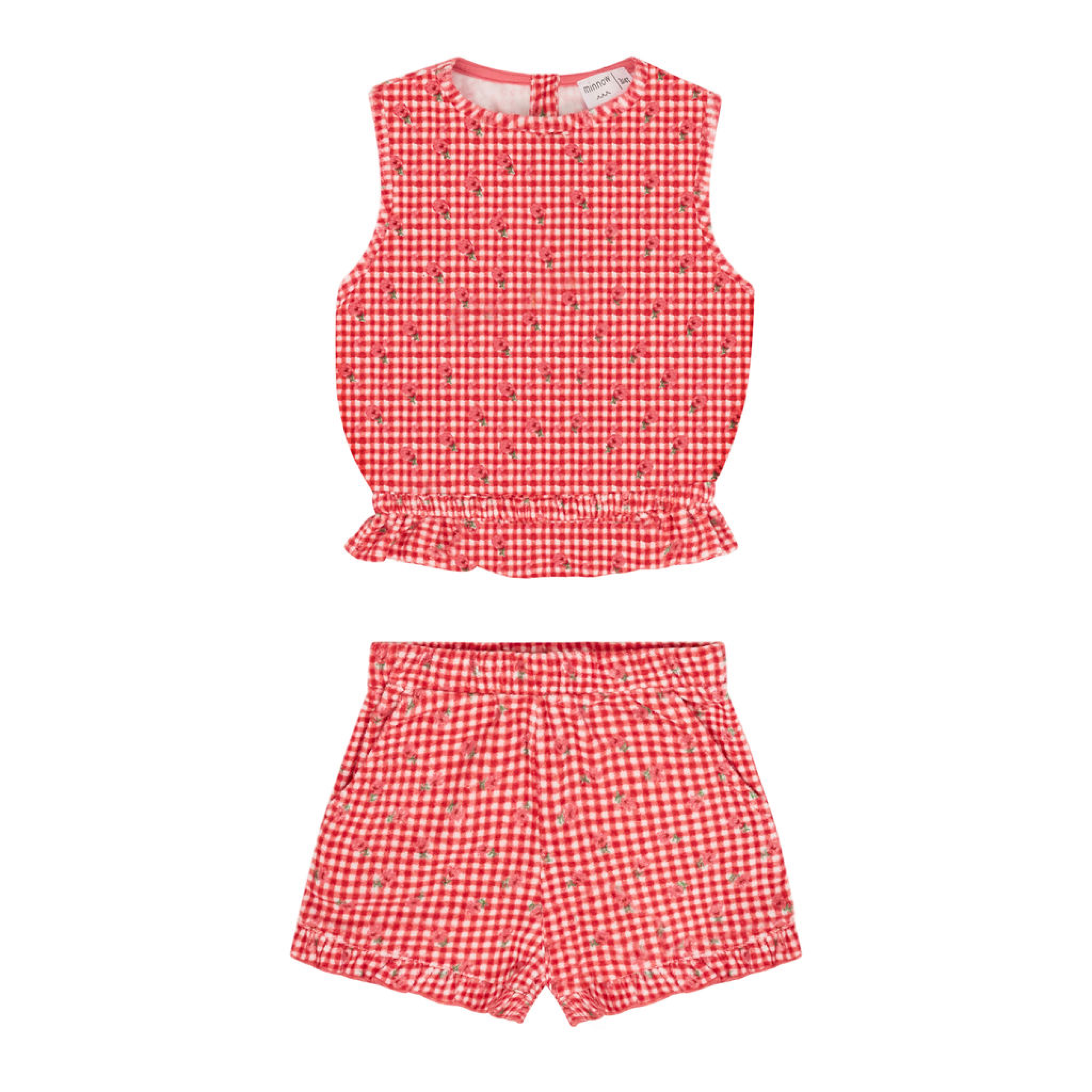 Girls Cranberry Gingham French Terry Set