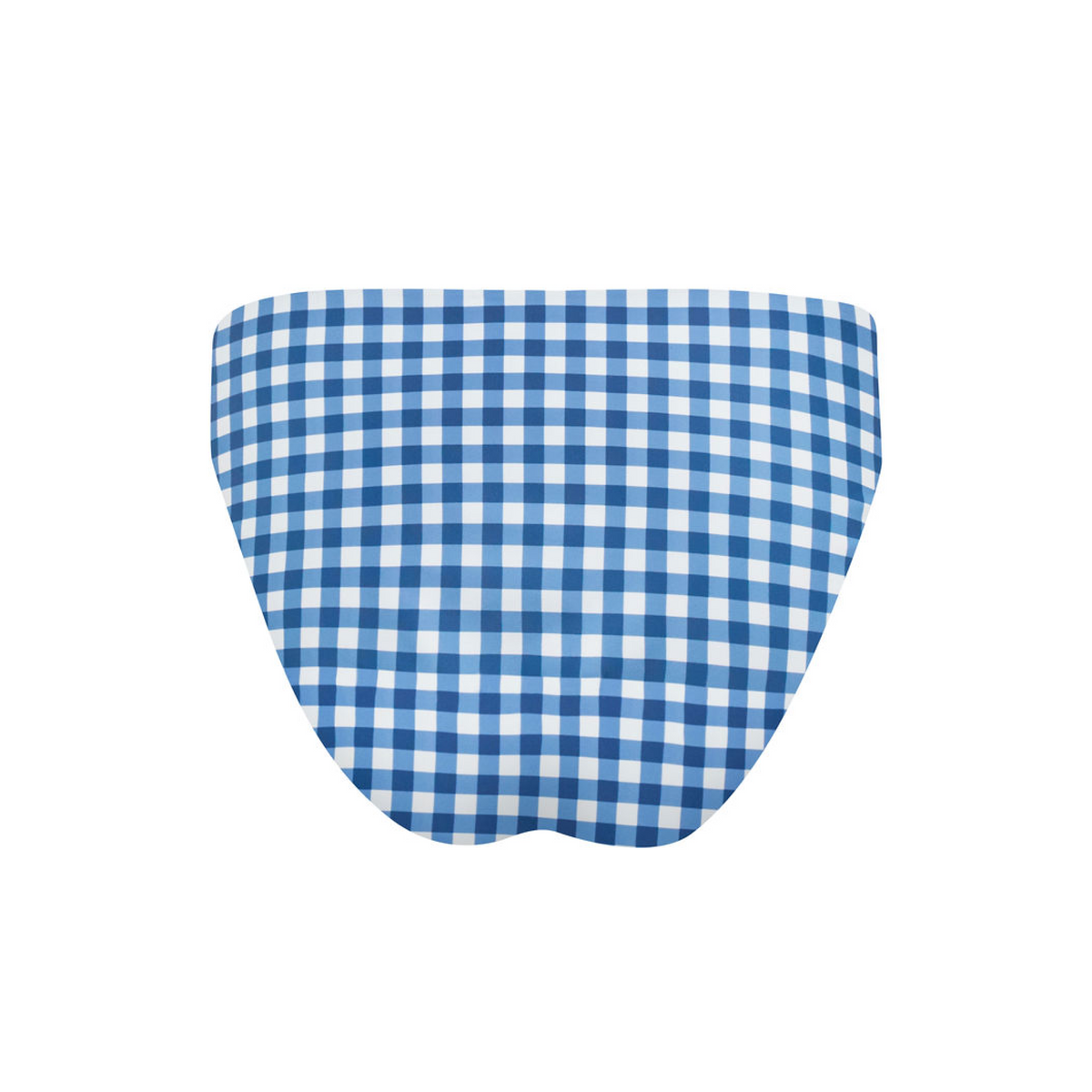 Women's Navy Picnic Gingham Mid Rise Bikini Bottom