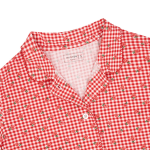 Women's Cranberry Gingham Collared Pima Pajamas Set