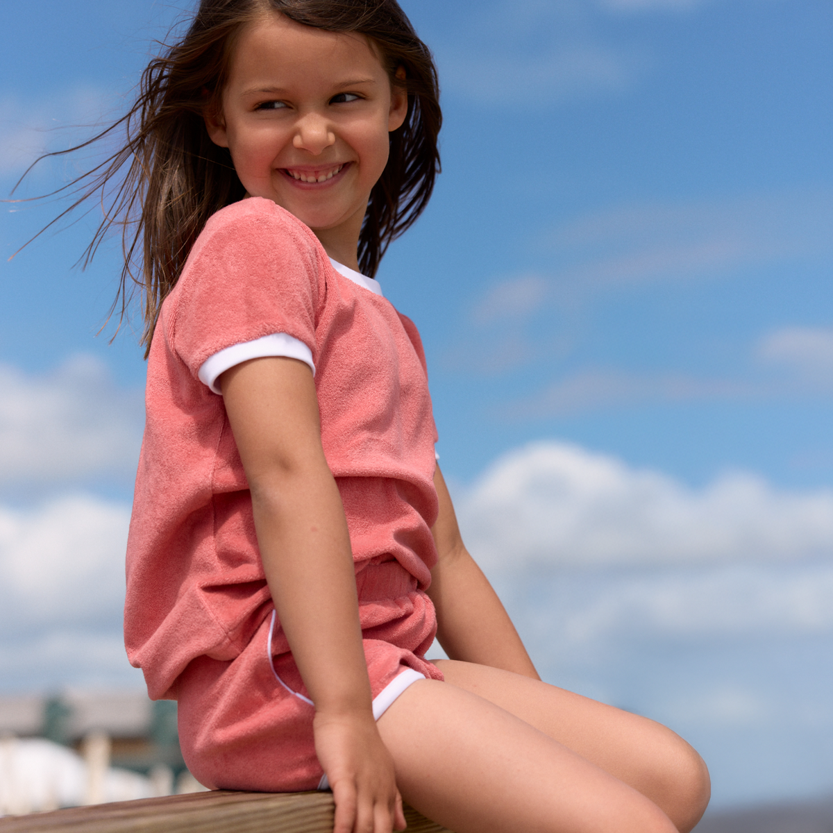 Girls Sailor Red French Terry Bloomer Set