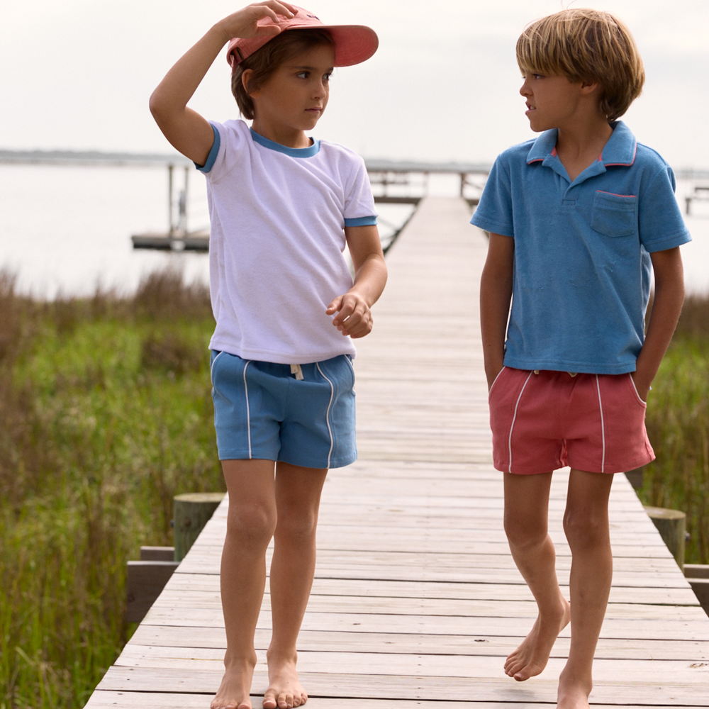 Boys Cerulean Blue Ultra-Soft Twill Shorts