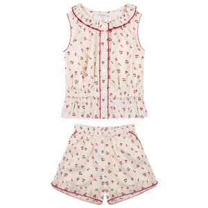 Girl’s Summer Cherries Gathered Tank Top & Short Set