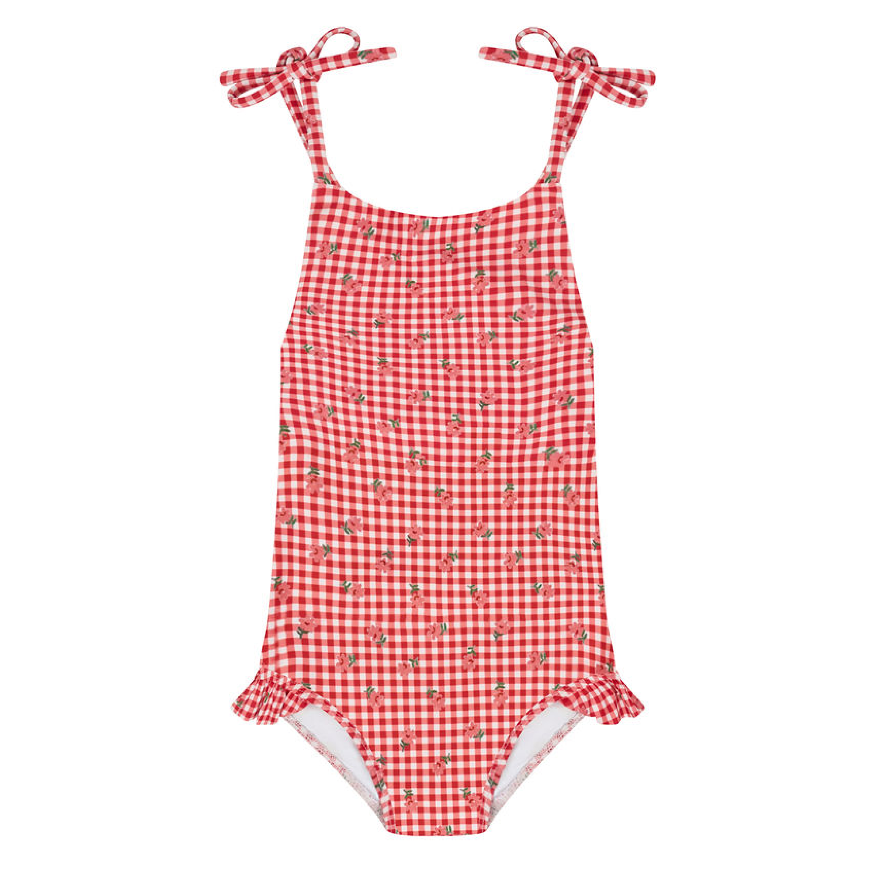 Girls Cranberry Gingham Halter One Piece