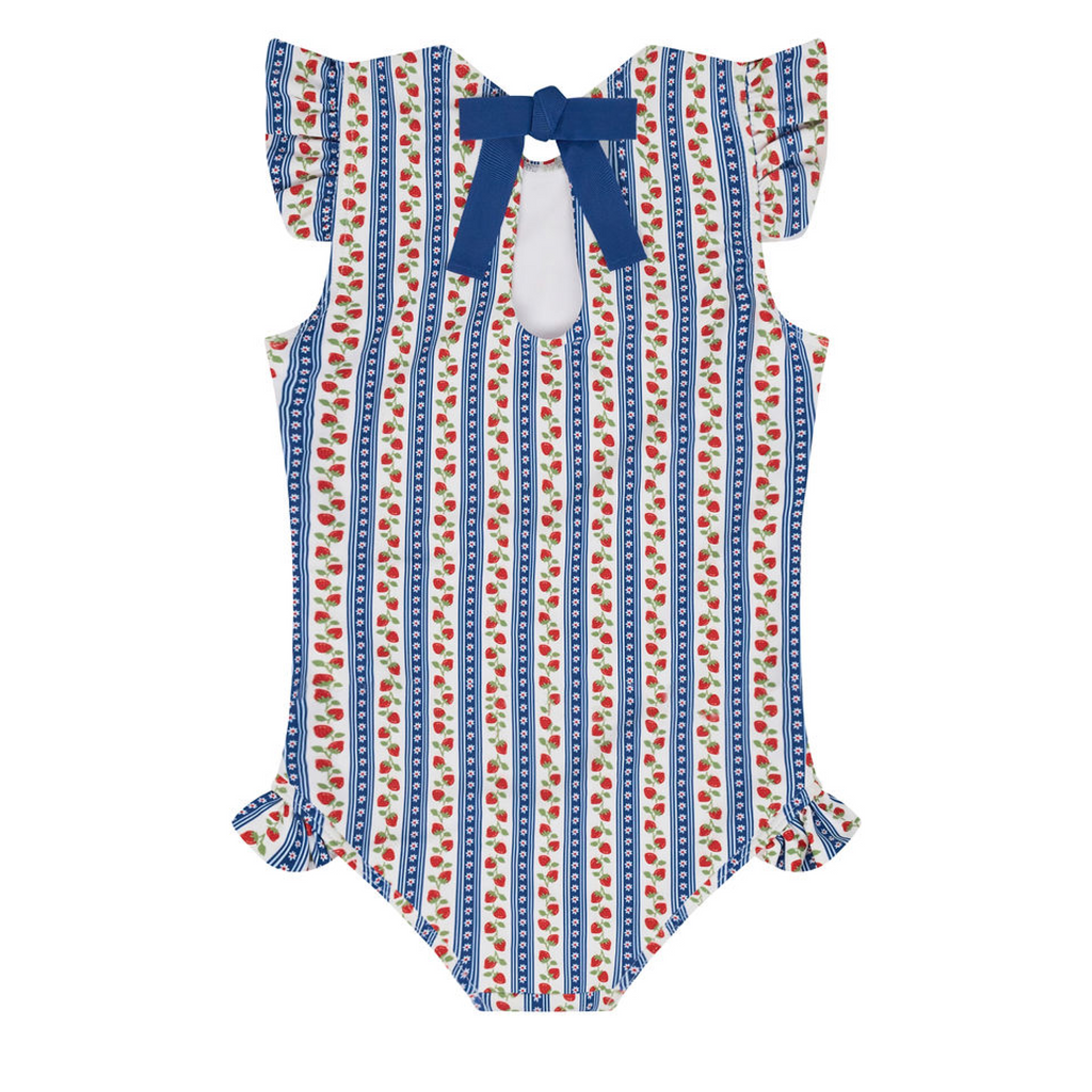 Girls Strawberry Patch Ruffle Cap Sleeve One Piece