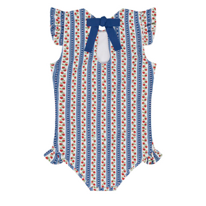 Girls Strawberry Patch Ruffle Cap Sleeve One Piece
