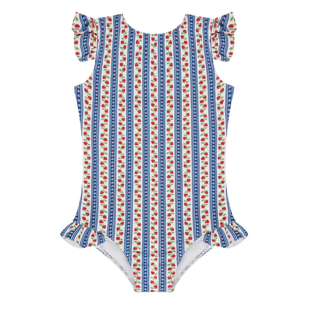Girls Strawberry Patch Ruffle Cap Sleeve One Piece