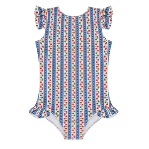 Girls Strawberry Patch Ruffle Cap Sleeve One Piece