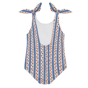 Girls Strawberry Patch Tie Knot One Piece