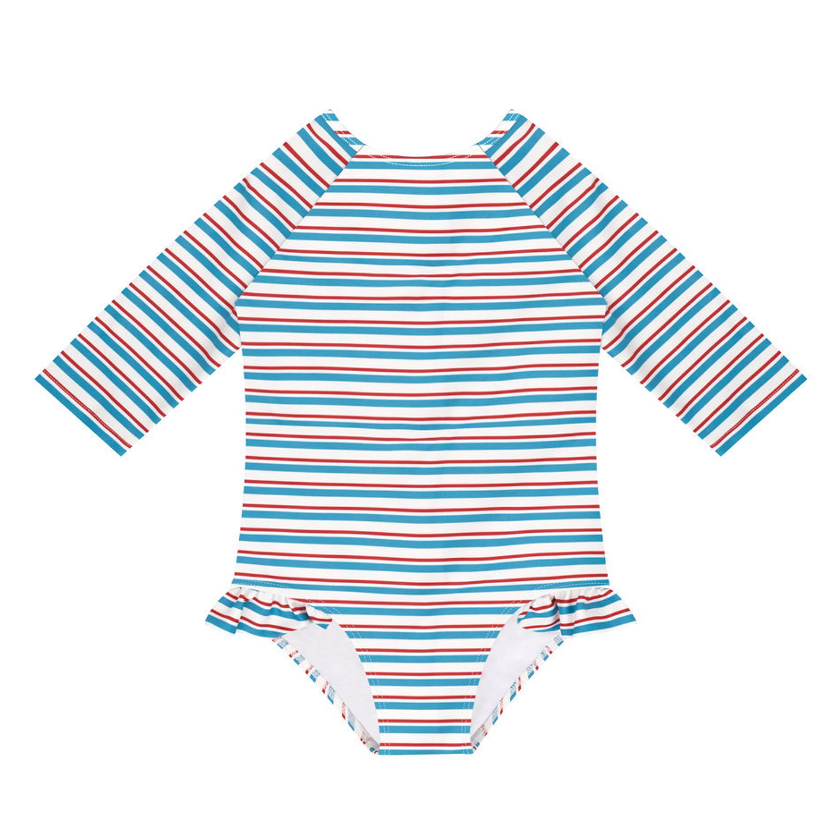 Girls Jetty Stripe Quarter Sleeve Rashguard One Piece