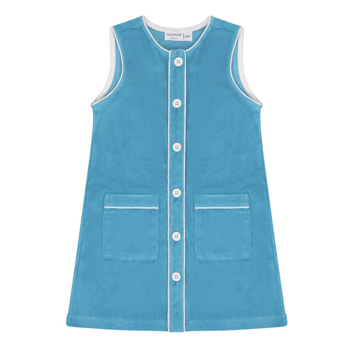 Girls Cerulean Blue Button Down Dress