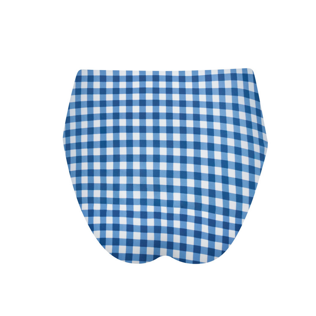 Women's Navy Picnic Gingham High Waisted Bikini Bottom