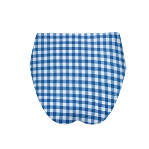 Women's Navy Picnic Gingham High Waisted Bikini Bottom