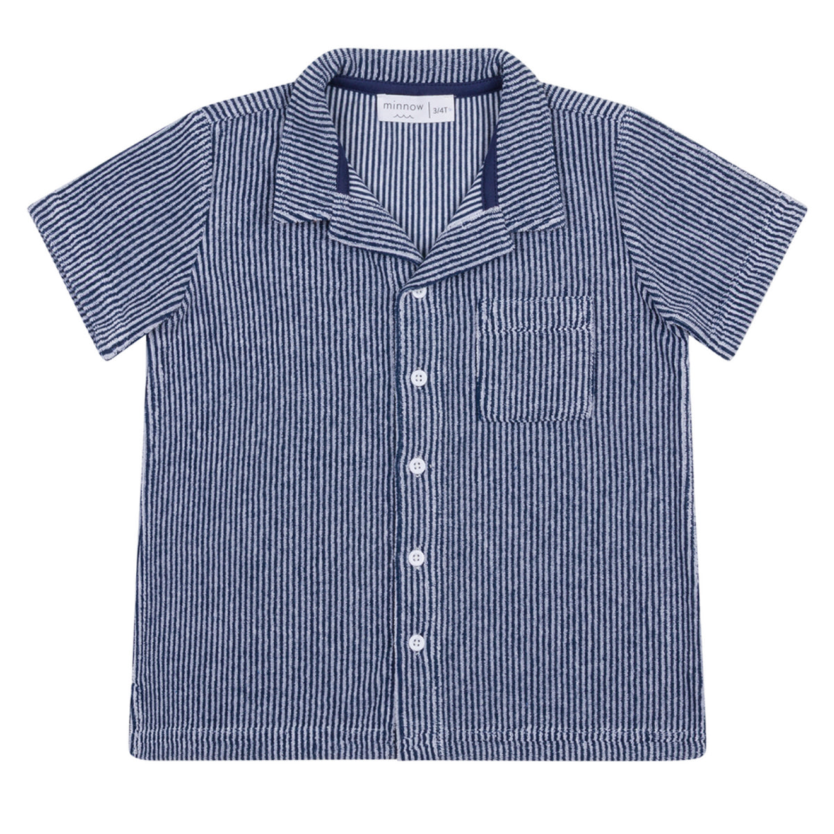 Boy’s Navy Stripe French Terry Button Up