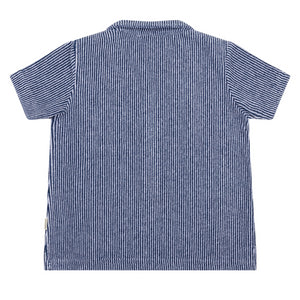 Boy’s Navy Stripe French Terry Button Up