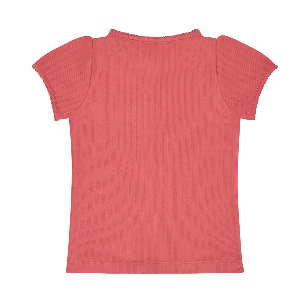 Girls Sailor Red Puff Sleeve Pointelle Shirt