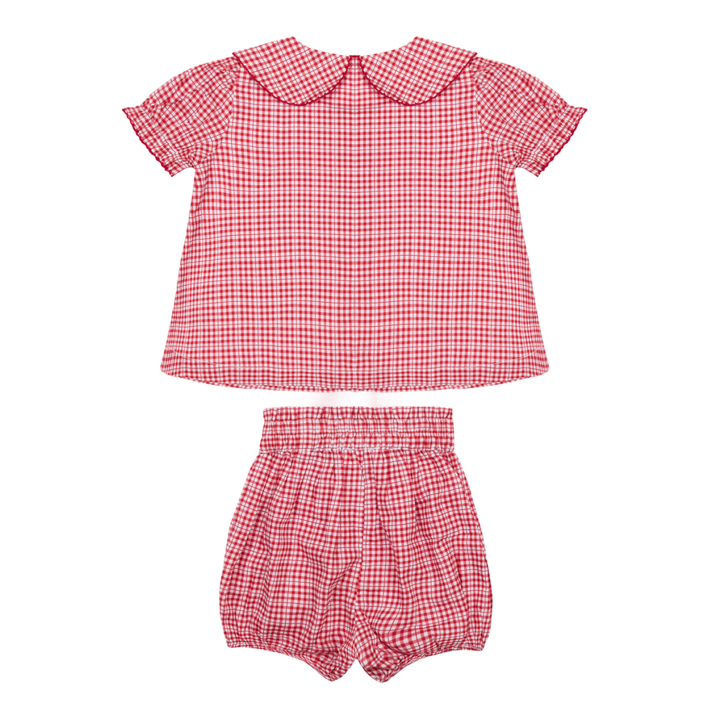 Baby Girl’s Poppy Gingham Rounded Collar Top & Bloomer Set