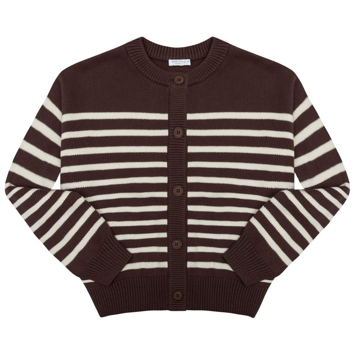 Women’s Cacao and Cream Stripe Cropped Knit Cardigan
