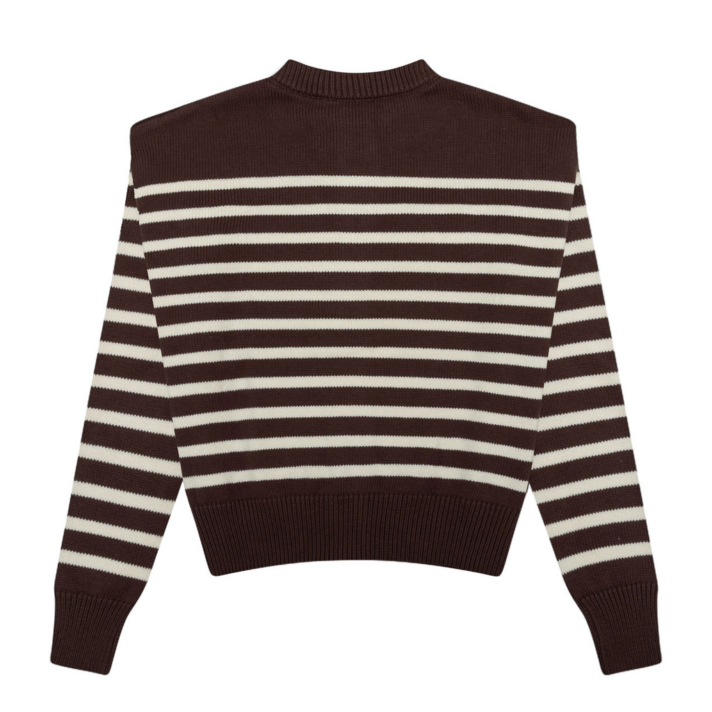 Women’s Cacao and Cream Stripe Cropped Knit Cardigan