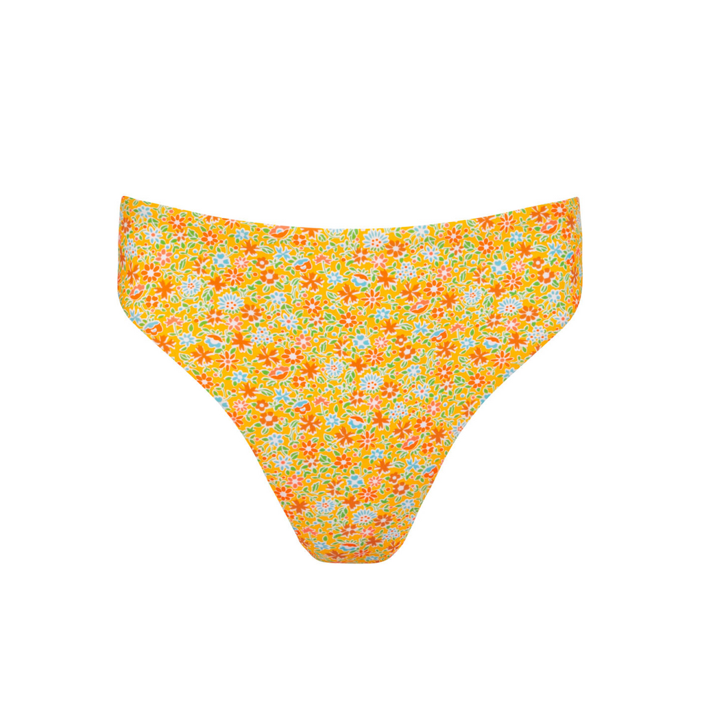 Women’s Marigold Floral Mid Rise Bikini Bottom