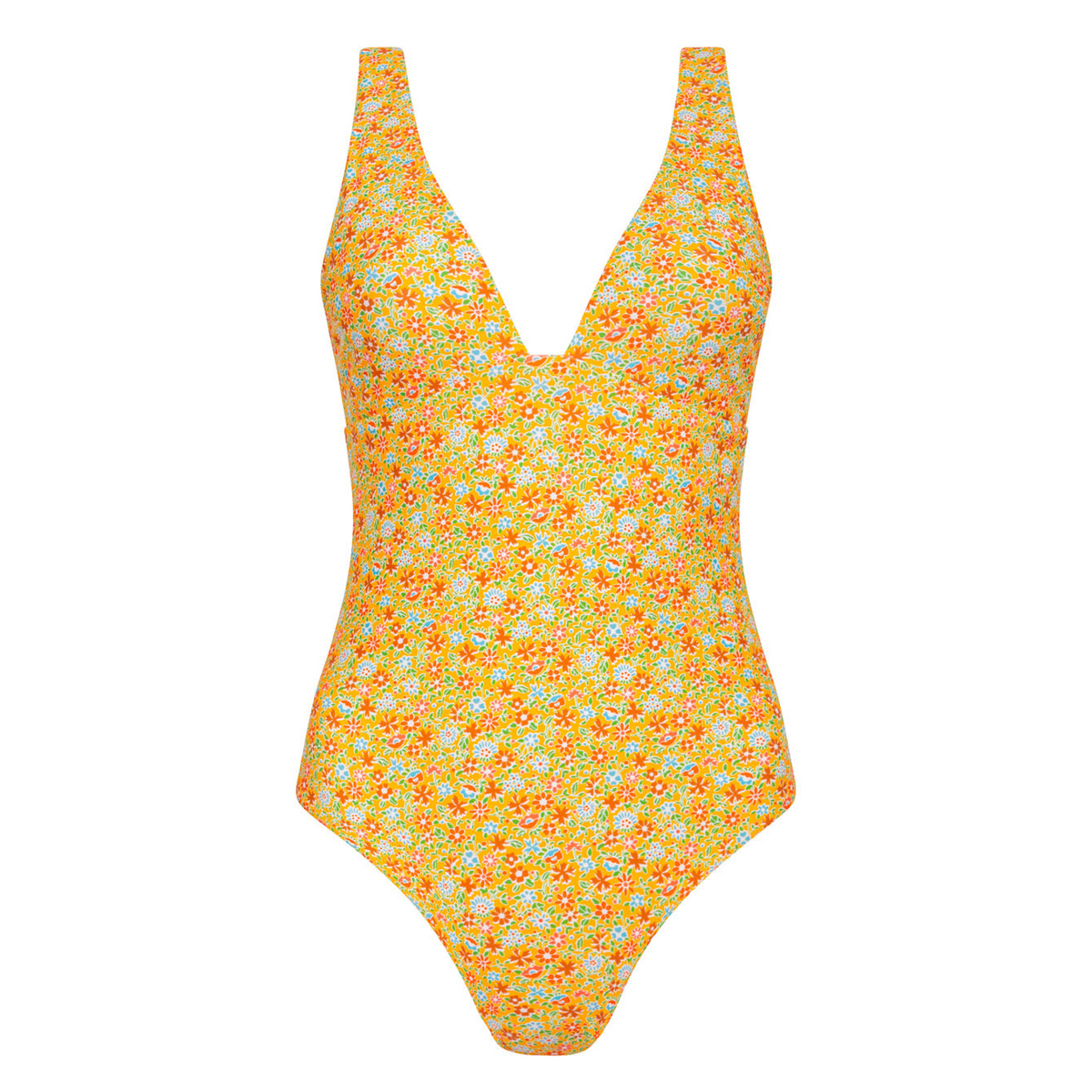 Women’s Marigold Floral V-Neck One Piece