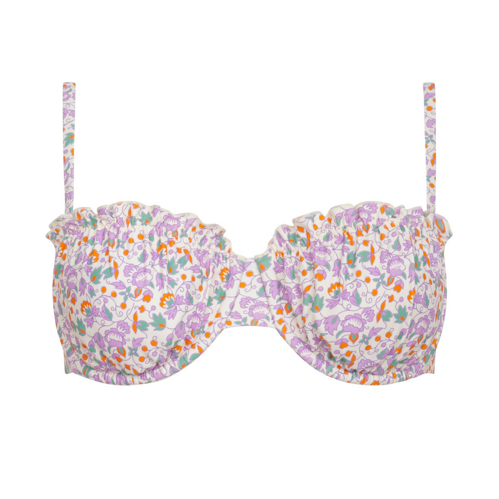Women’s Orchid Floral Ruffle Bikini Top