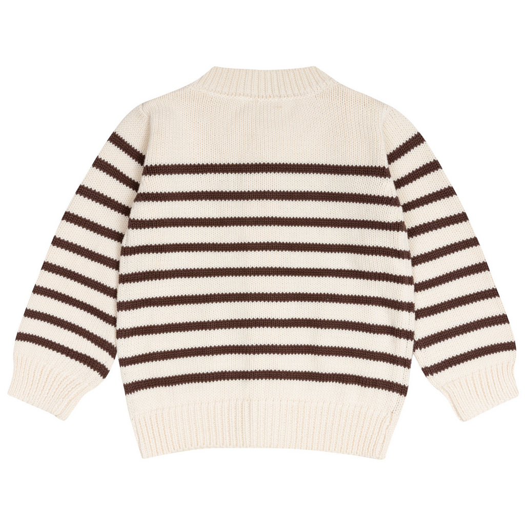 Unisex Cream and Cacao Stripe Knit Cardigan